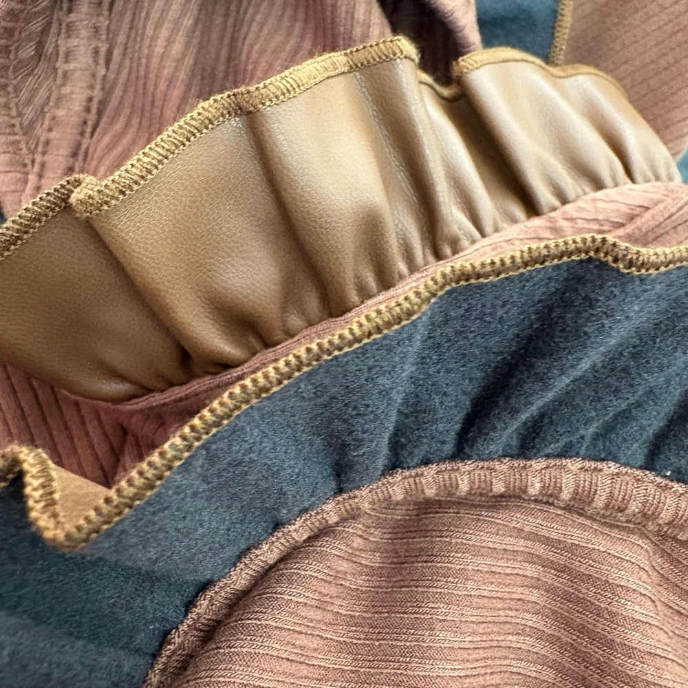 Sunday in Brooklyn Ribbed Tank Top M Brown Ruffle - Picture 6 of 6